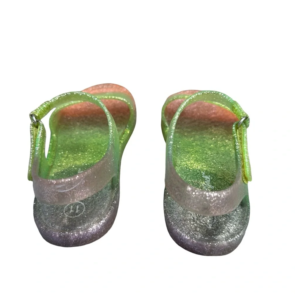 Cat & Jack Tessa Multi Ombre Glitter Hook & Loop Jelly Sandals Size 11
